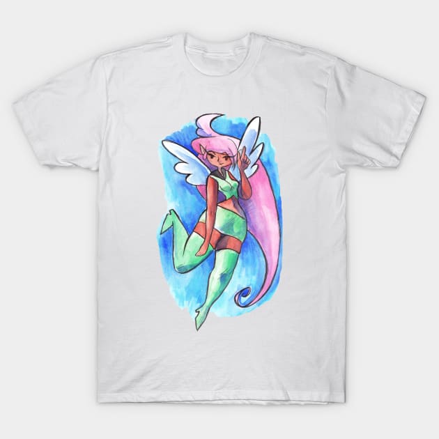 Pink-Haired Angel Girl T-Shirt by saradaboru